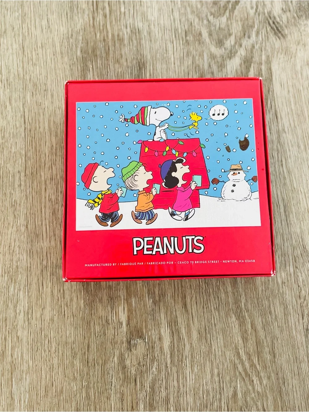 Peanuts Holiday Puzzle Box with Bright Red and Blue Artwork